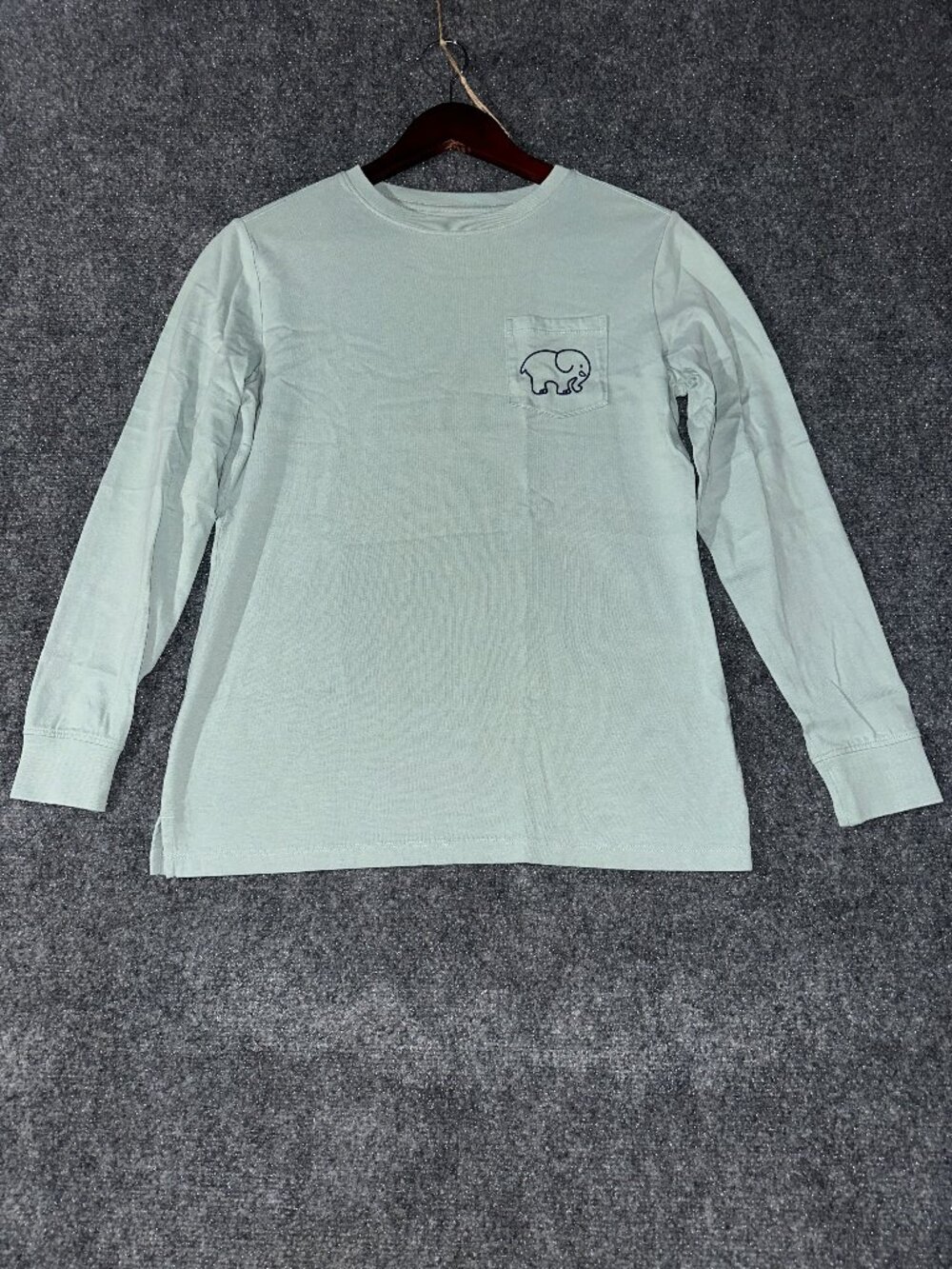 Ivory Ella Top Womens XS Green Cotton Long Sleeve Pocket Graphic Tee Split Hem